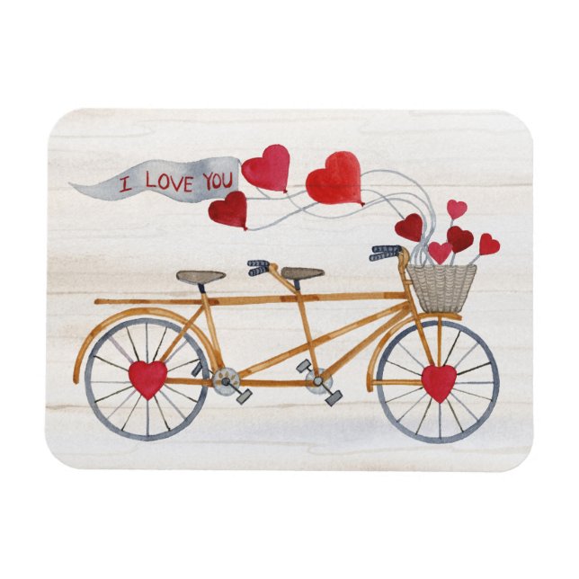 Rustic Valentine Bicycle Byggt för två Magnet (Horisontell)