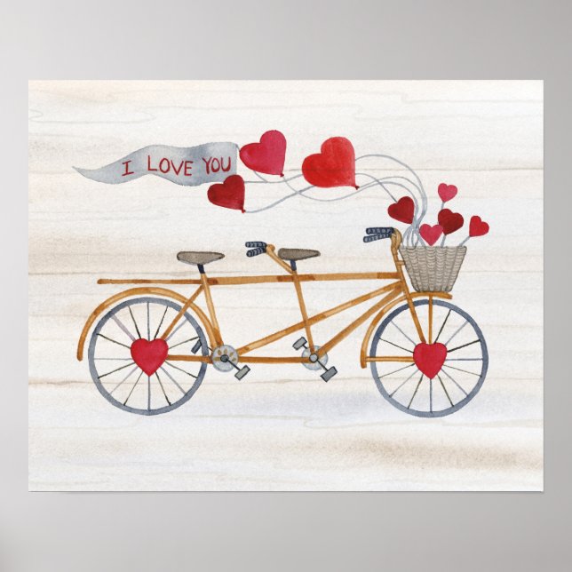 Rustic Valentine Bicycle Byggt för två Poster (Framsidan)