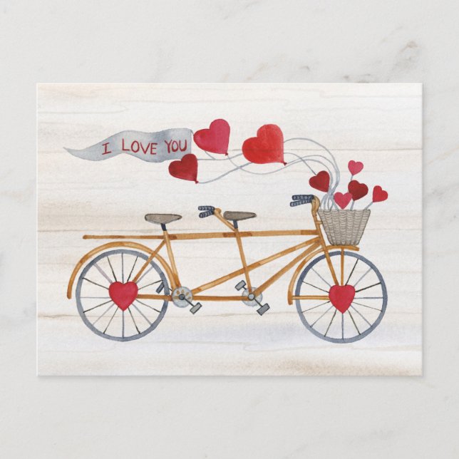 Rustic Valentine Bicycle Byggt för två Vykort (Framsida)
