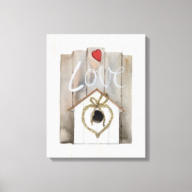 Rustic Valentine Birdhouse Canvastryck (Framsida)