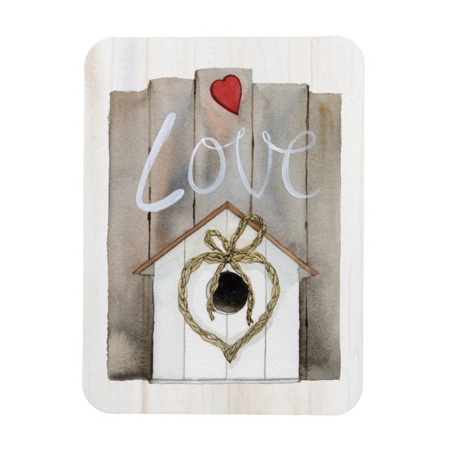 Rustic Valentine Birdhouse Magnet (Vertikal)