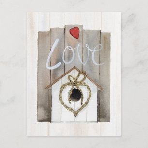 Rustic Valentine Birdhouse Vykort