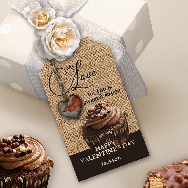 Rustic Valentine Day Chocolate Muffin Gift-Märkre Presentetikett (Skapare uppladdad)