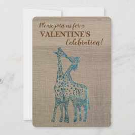Rustic Valentine-inbjudan Giraffes Kissing Inbjudningar