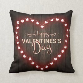 Rustic Valentines day Shinning Heart Wooden Design Kudde