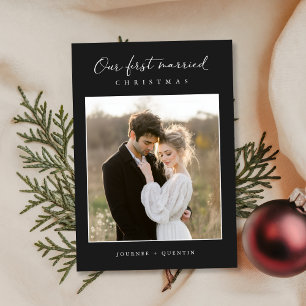 Rustic vår första jul som Newlyweds Photo Julkort