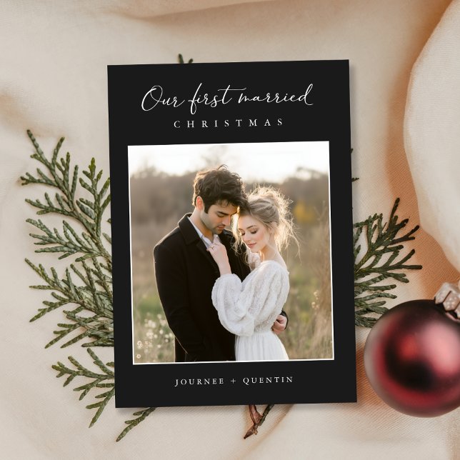 Rustic vår första jul som Newlyweds Photo Julkort (Skapare uppladdad)