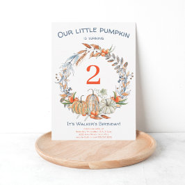 Rustic, vår lilla pumpkin Blue, andra födelsedag Inbjudningar