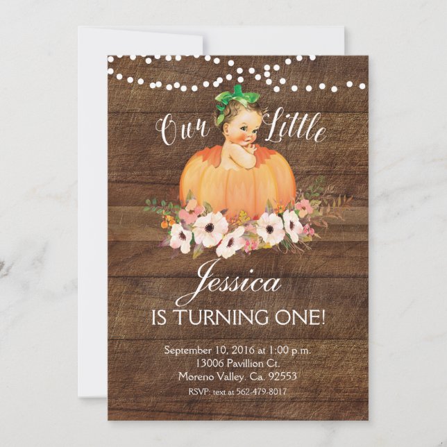 Rustic Vår Pumpkin vänder en inbjudan (Framsida)