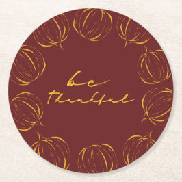 Rustic, var tacksam, Pumpkin Ram Thanksgiving Underlägg Papper Rund