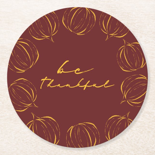 Rustic, var tacksam, Pumpkin Ram Thanksgiving Underlägg Papper Rund (Framsidan)