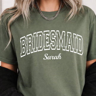 Rustic Varsity Bridesmaid Custom Bridal Squad T Shirt