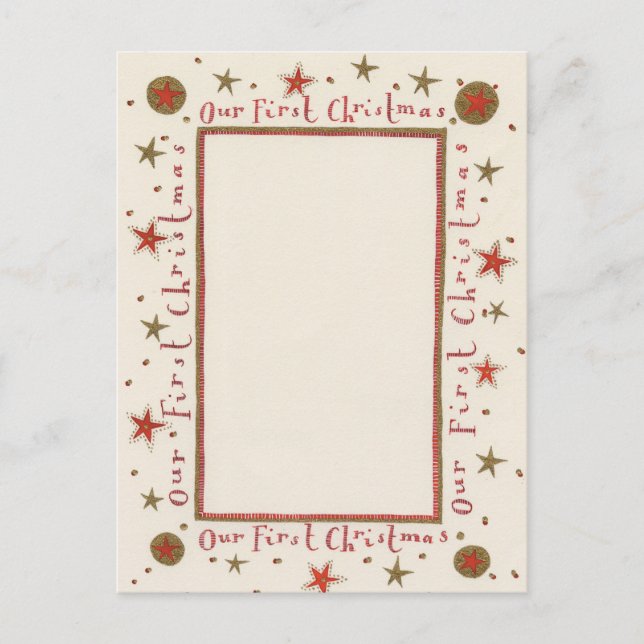 Rustic vårt första julkort helg vykort (Framsida)