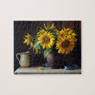 Rustic Vas av solblommor BLOMMIGT Pussel