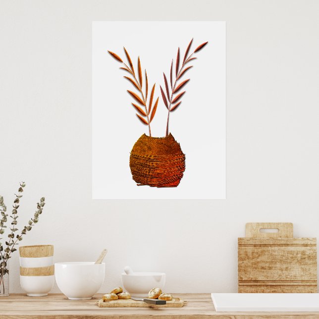 Rustic Vas Copper Kolla Boho Grenar Poster (Kök)