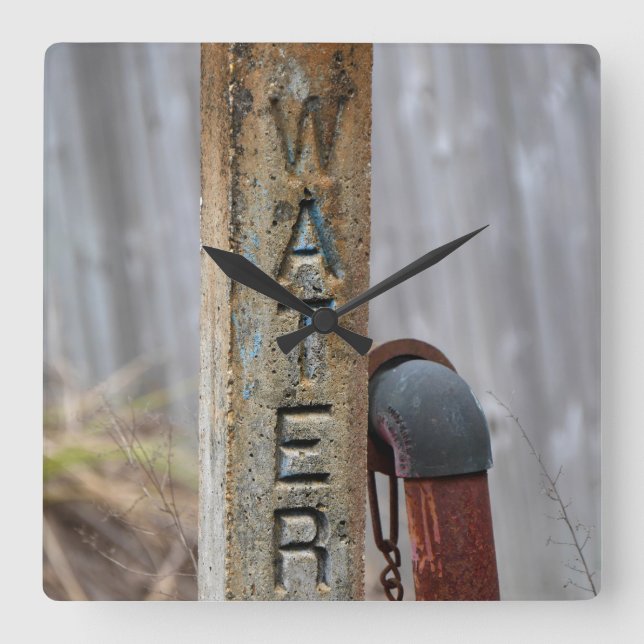 Rustic Vatten Valve Fyrkantig Klocka (Framsida)