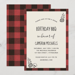 Rustic Vegan Birthday BBQ Red Play Inbjudningar