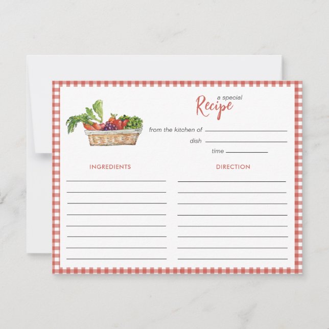 Rustic vegetables Bridal shower Recipe card Anteckningskort (Framsida)