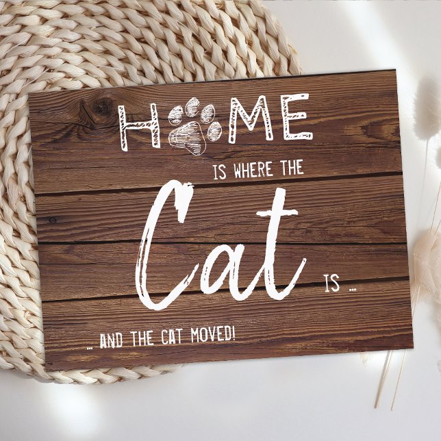 Rustic Vi har flyttat New Home Cat Pet Flytta Meddelande Vykort (Skapare uppladdad)