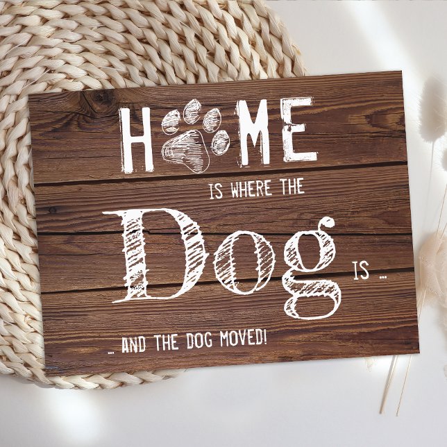 Rustic Vi har flyttat Ny adress Hund Pet Flytta Meddelande Vykort (Skapare uppladdad)