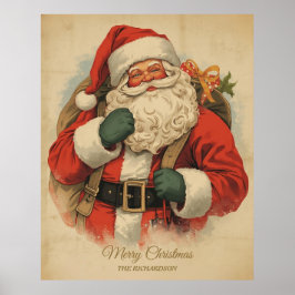 Rustic Victorian Jultomten Vintage jul Art Poster