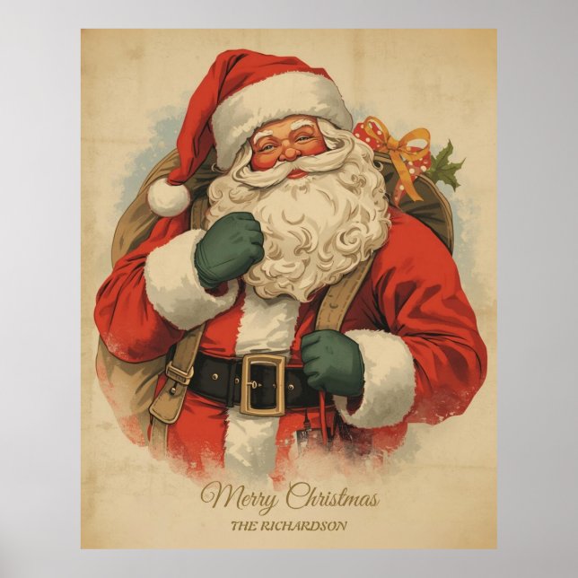 Rustic Victorian Jultomten Vintage jul Art Poster (Framsidan)