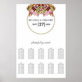 Rustic Vild Blower Bouquet Bröllop Sittdiagram Poster