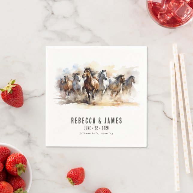 Rustic Vild Horses Farm Equestrian Landsbyggsbröll Pappersservett (Insitu)