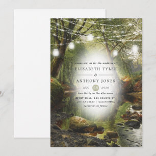 Rustic Vild Woodland Greenery Bröllop Inbjudningar
