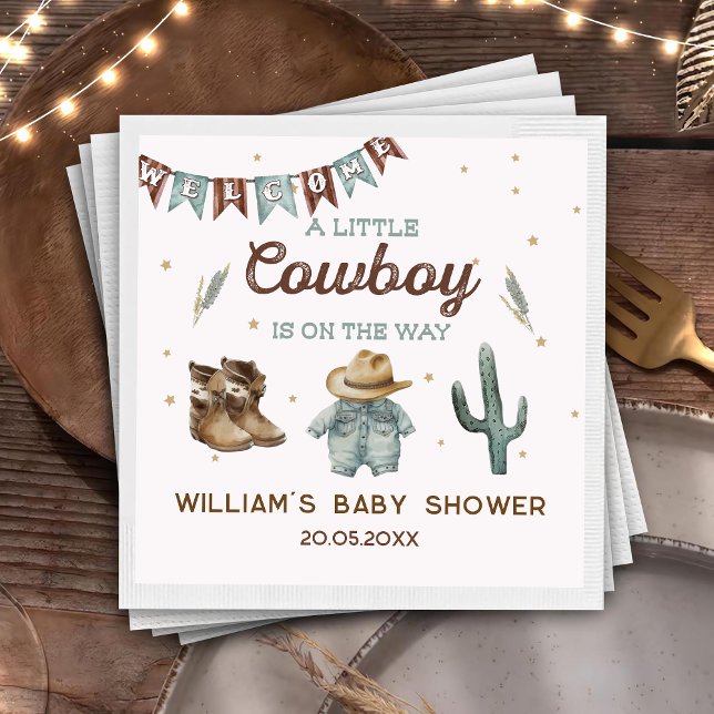 Rustic Vilda western Cowboybabyskor Pappra Tallrik Pappersservett (Skapare uppladdad)
