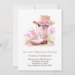 Rustic Vilda western Cowgirl Baby Shower Inbjudningar