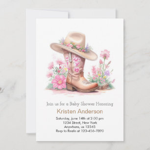 Rustic Vilda western Cowgirl Baby Shower Inbjudningar