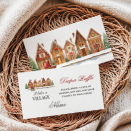 Rustic Village Houses Winter Baby Shower Diaper Tilläggskort