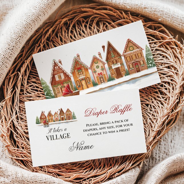 Rustic Village Houses Winter Baby Shower Diaper Tilläggskort (Skapare uppladdad)