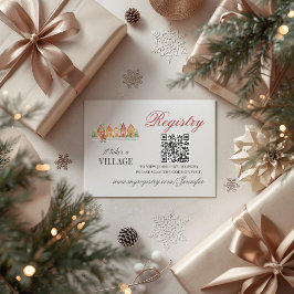 Rustic Village Houses Winter Baby Shower Registry Tilläggskort