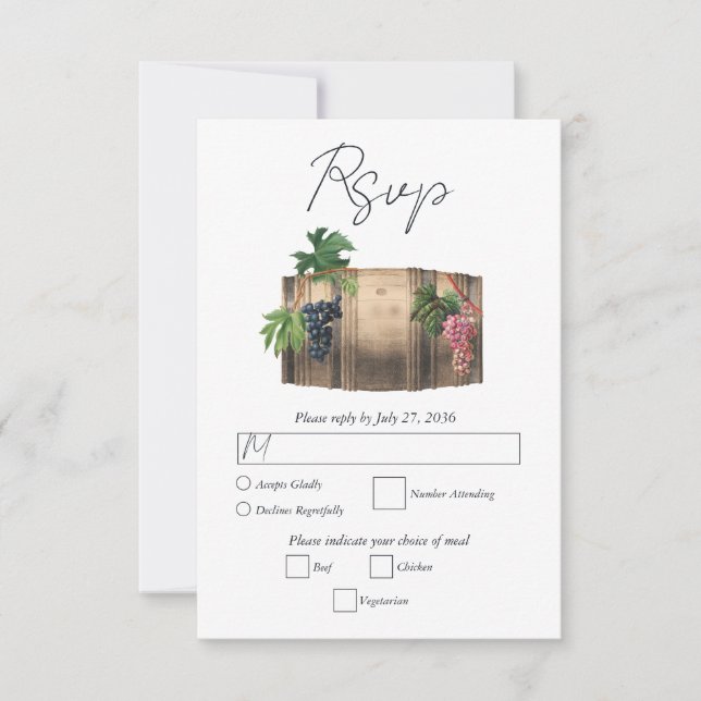 Rustic Vin Barrel Winery Vineyard Bröllop OSA Kort (Framsida)