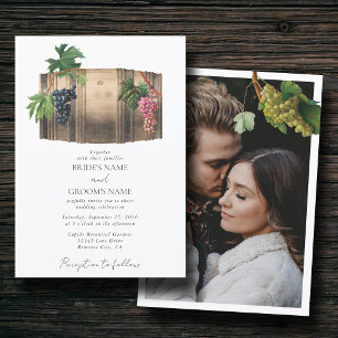 Rustic Vin Barrel Winery Vineyard Bröllop Photo Inbjudningar