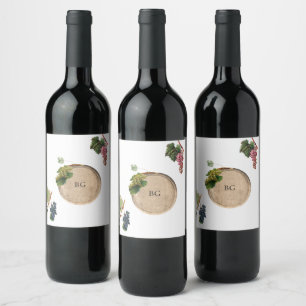 Rustic Vin Barrel Winery Vineyard Bröllop Vinflaska Etikett