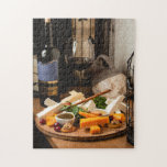 Rustic Vin Cheese Platter Tasty Food Pussel<br><div class="desc">Den här smakliga tittar designen har en rustik inställning av vin och ost #food #tasty #gastronomy #ost #vin #walnut #rustic #crackers #roligt #play #presenter #helgdagar #christmas #stockingstuffers #secretSanta #winelover</div>