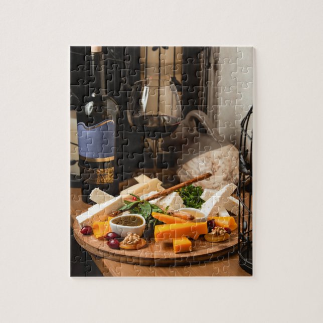 Rustic Vin Cheese Platter Tasty Food Pussel (Vertikal)