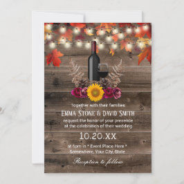 Rustic Vin Flaska Höst löv Barn Fall Wedding Inbjudningar