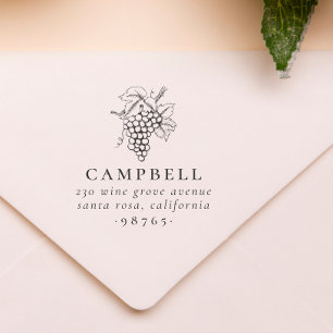 Rustic Vin Grapes Family Namn Returadress Stämpel