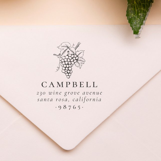 Rustic Vin Grapes Family Namn Returadress Stämpel (Skapare uppladdad)