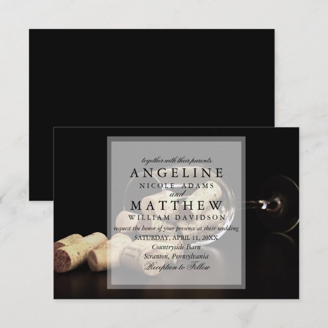 Rustic Vin, inbjudan till bröllopsbröllop (Fram/baksida)