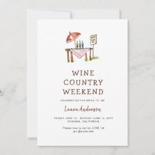 Rustic Vin Land Bachelorette helg Inbjudningar