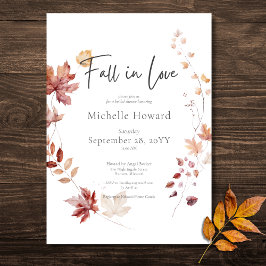 Rustic Vin Rust Löv faller i Kärlek Möhippa Inbjudningar
