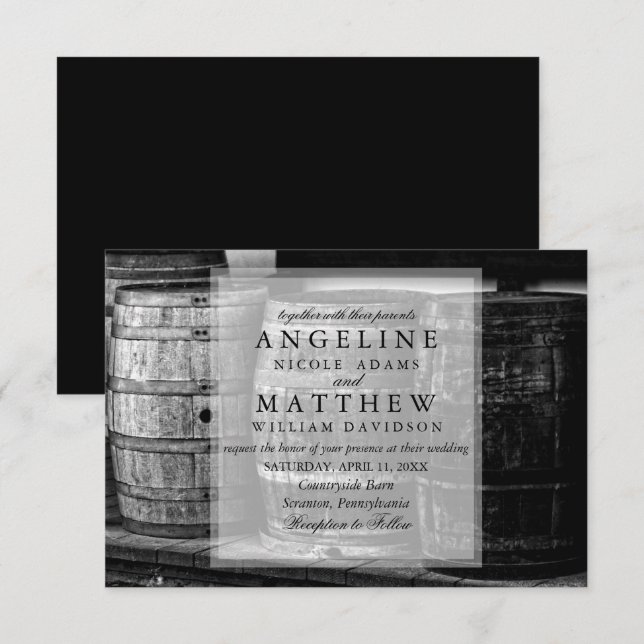 Rustic Vin Themed Vineyard Wedding bjudande Inbjudningar (Fram/baksida)