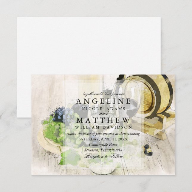 Rustic Vin Themed Vineyard Wedding bjudande Inbjudningar (Fram/baksida)