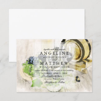 Rustic Vin Themed Vineyard Wedding bjudande Inbjudningar