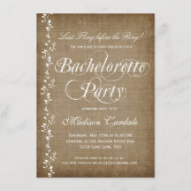 Rustic Vines Bachelorette-partiets inbjudningar